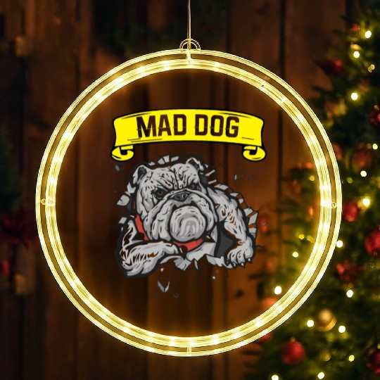 Mad dog pitbill lover LED Christmas Window Lights