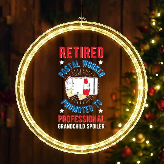 Retired Postal Worker Grandma Retirement Mail Lady LED Christmas Window Lights