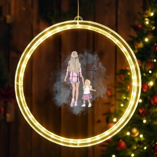 mother and daughter with love LED Christmas Window Lights