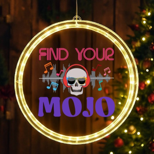 Find Your Mojo Colorful Violet Pink Retro Font LED Christmas Window Lights
