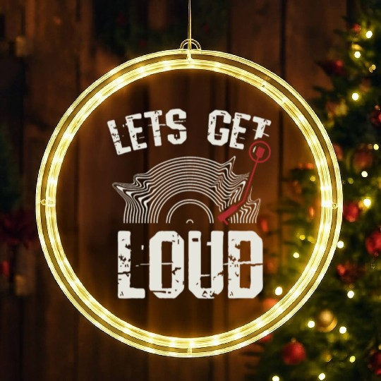 Let's Get Loud Musician Turntable Music Vinyl Reco LED Christmas Window Lights