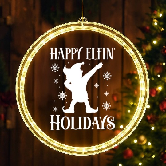 Christmas Happy Elfin Holidays Funny Elf Xmas Gift LED Christmas Window Lights