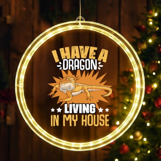 Funny Bearded Dragon Pet Humor For Reptile Fans LED Christmas Window Lights