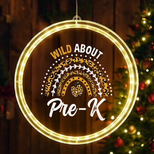 Wild About Pre-K Teacher Rainbow LED Christmas Window Lights