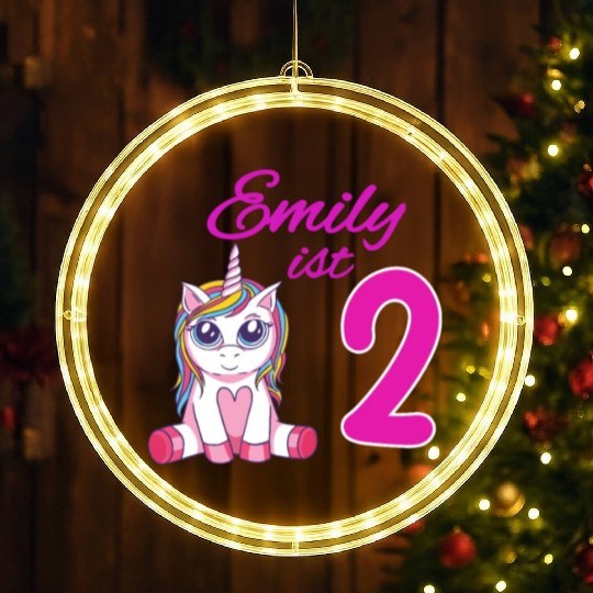 Children's Birthday Party 2 Years Girl Name Emily LED Christmas Window Lights