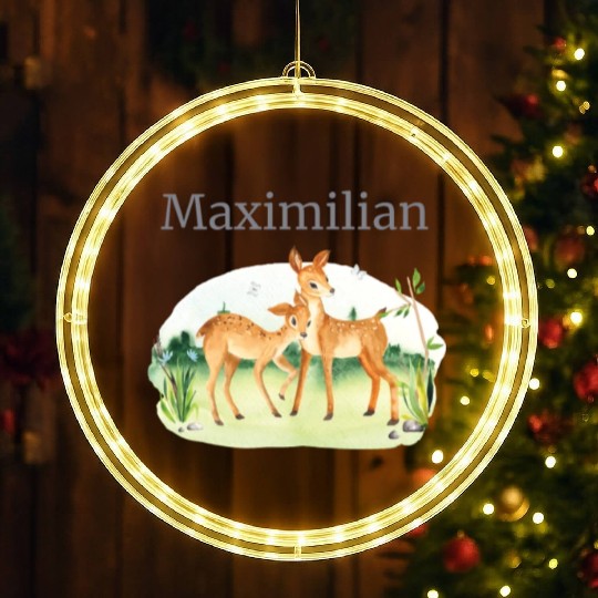 Waldtier Reh Flowers Name Maximilian LED Christmas Window Lights