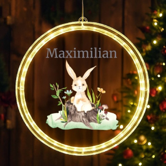 Waldtier Reh Hase Hedgehog Flowers Name Maximilian LED Christmas Window Lights