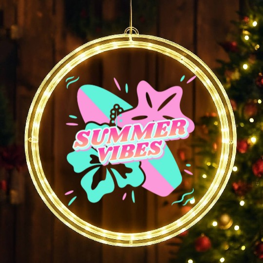 Summer Vibes - Beach, surf, hibiscus and starfish LED Christmas Window Lights