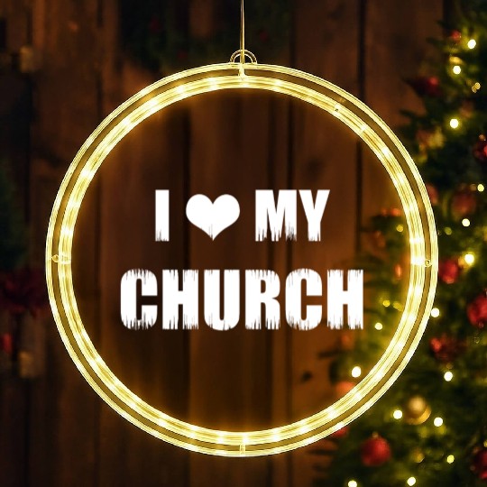 Christianity Gifts I Love My Church Christian LED Christmas Window Lights