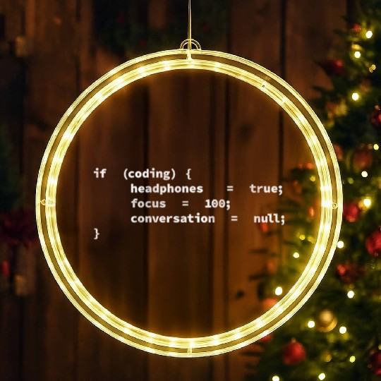 Coding Headphones, Coder, Programmer LED Christmas Window Lights