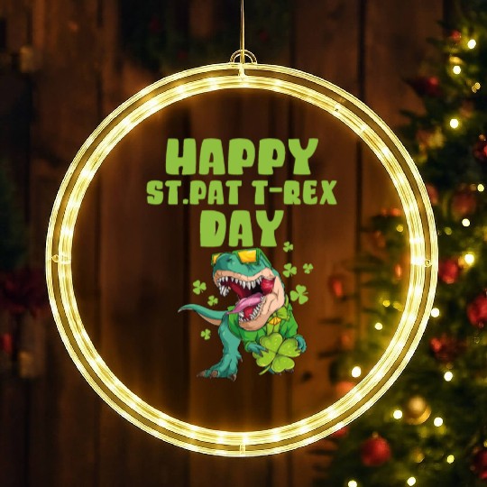 Kids Happy St Pat Trex Day Dino St Patrick Toddler LED Christmas Window Lights