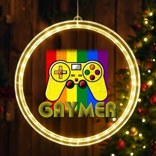 Funny Gaymer Gay Gamer - Pride Rainbow LGBT LED Christmas Window Lights
