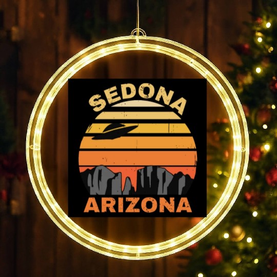 Sedona Arizonna Retro Sunset and UFO LED Christmas Window Lights