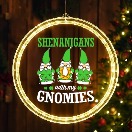 Clover St Patricks Day Shenanigans With My Gnomies LED Christmas Window Lights