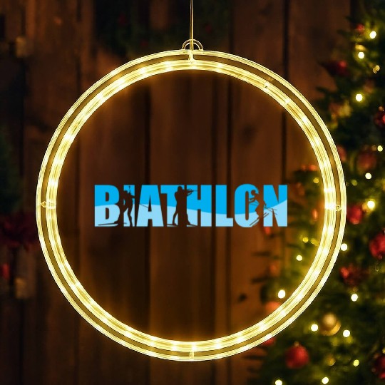 Biathlon Skiing Riffle Shooting Race Holiday Gift LED Christmas Window Lights