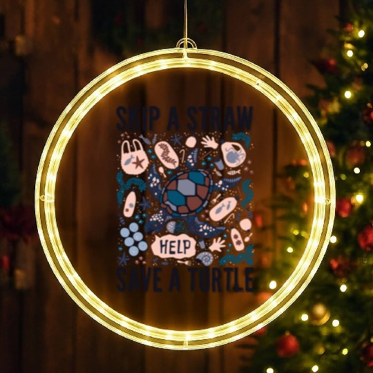 Skip a Straw Save a Turtle LED Christmas Window Lights