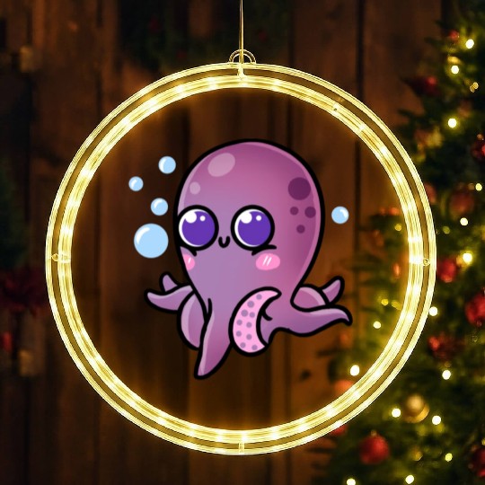 Kawaii Octopus For Octopus Lover LED Christmas Window Lights