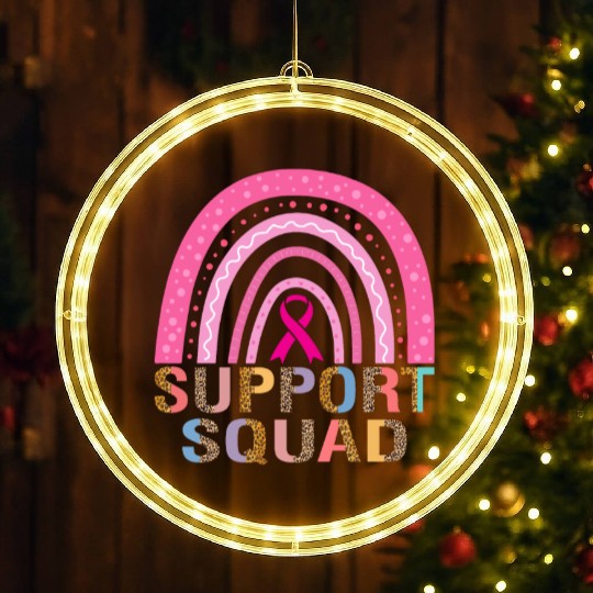 Support Squad Leopard Pink Warrior Breast Cancer LED Christmas Window Lights