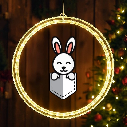 Bunny Pocket Cute Little Easter Sunday Egg Hunt LED Christmas Window Lights
