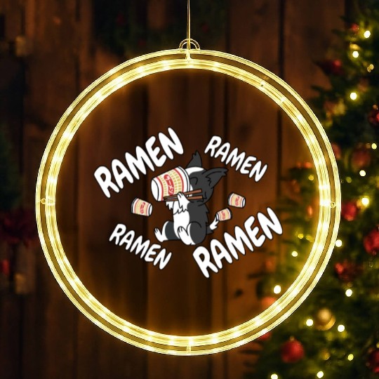 Border Collie Instant Ramen Noodles LED Christmas Window Lights