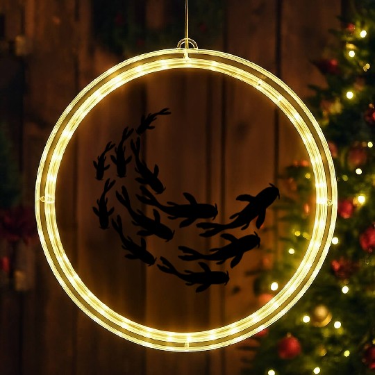 school silhouette koi fish LED Christmas Window Lights