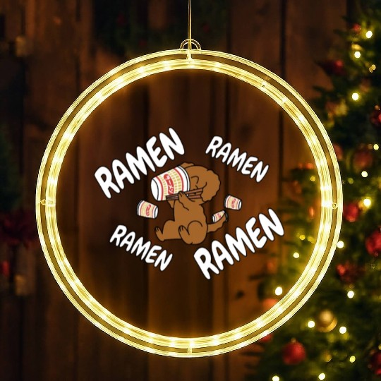 Goldendoodle Instant Ramen Noodles LED Christmas Window Lights