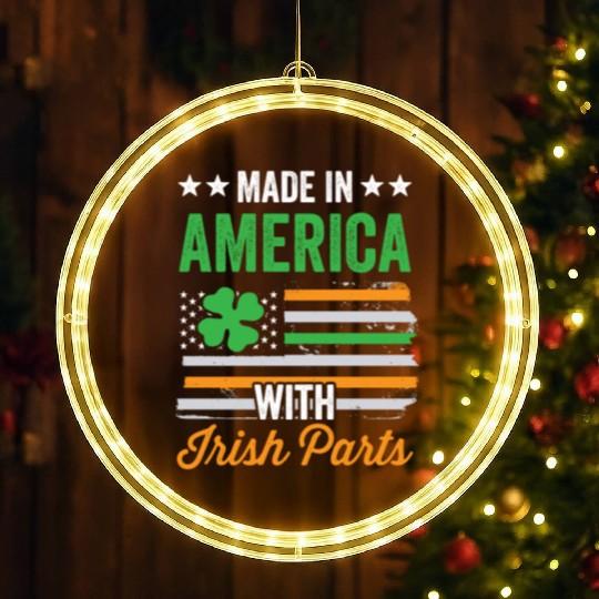 Made In America With Irish Parts Ireland Gaelic LED Christmas Window Lights
