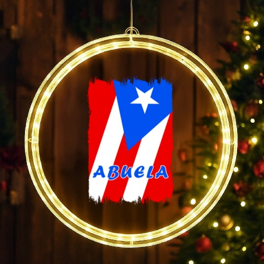 Puerto Rico grandmother flags design LED Christmas Window Lights