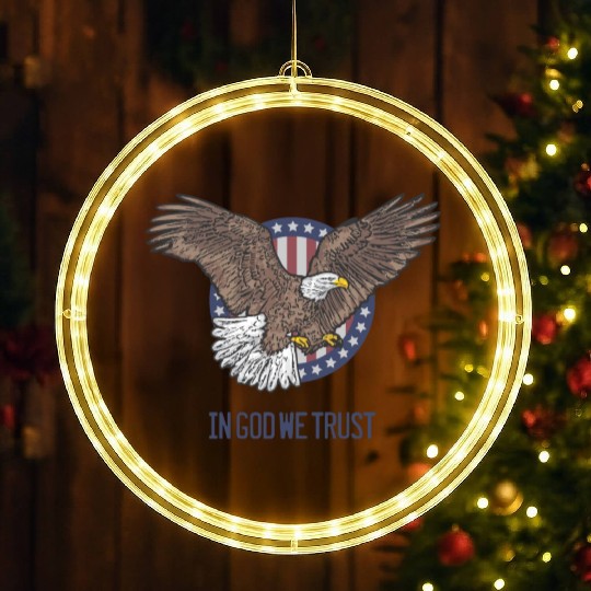 In God We Trust - Bald Eagle - Patriotic LED Christmas Window Lights