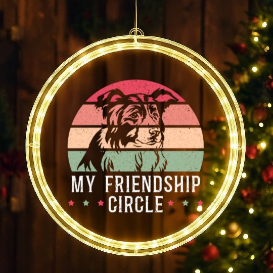 My Friendship Circle Dog Puppy Paw Border Collie LED Christmas Window Lights