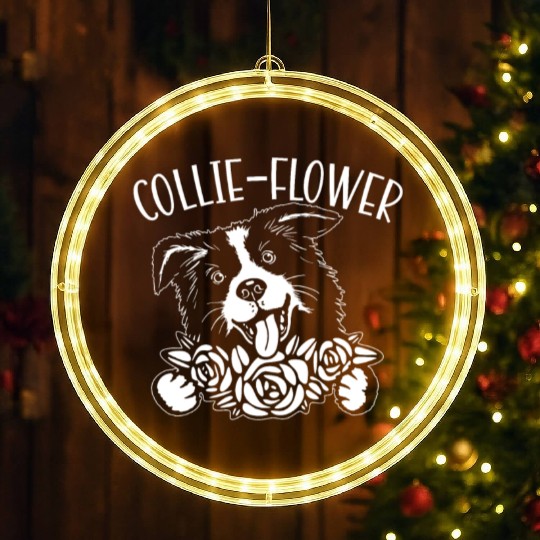 Collie-Flower Dog Puppy Paw Love Border Collie LED Christmas Window Lights