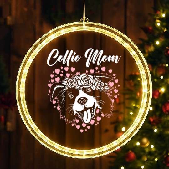 Collie Mom Dog Puppy Paw Border Collie Mothers Day LED Christmas Window Lights