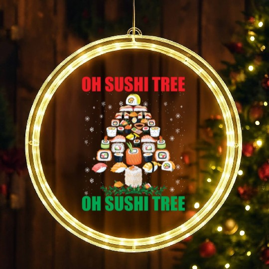 Oh Sushi Tree Funny Japanese Food Lovers Christmas LED Christmas Window Lights