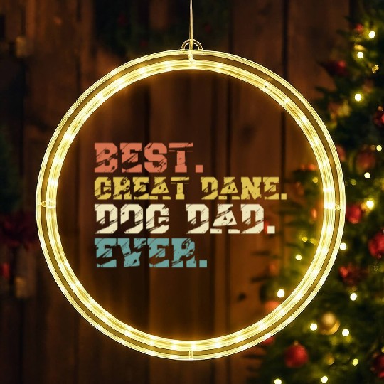 Best Great Dane Dog Dad Ever Vintage LED Christmas Window Lights