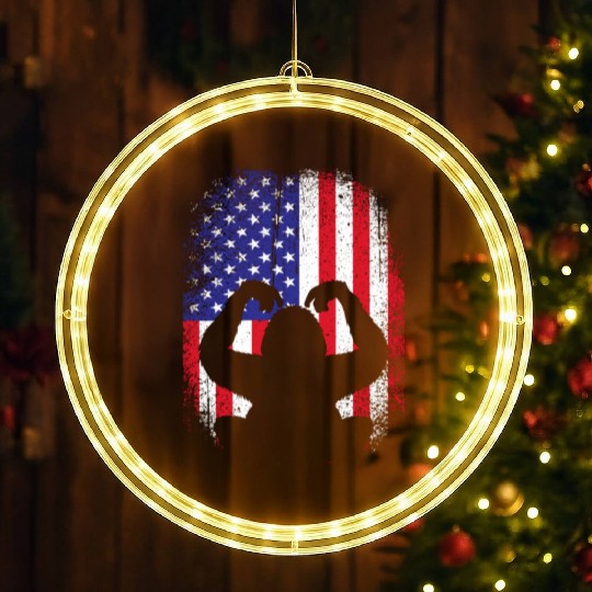 4th Of July American Flag Patriotic Orangutan LED Christmas Window Lights
