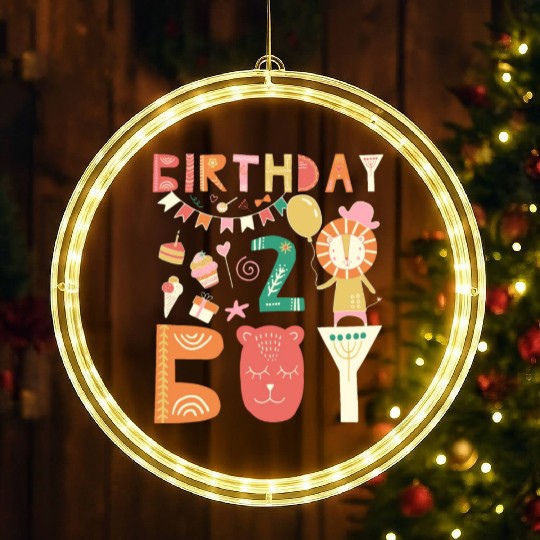 Birthday Boy Toddler Lion cartoon Outfit 2nd Years LED Christmas Window Lights