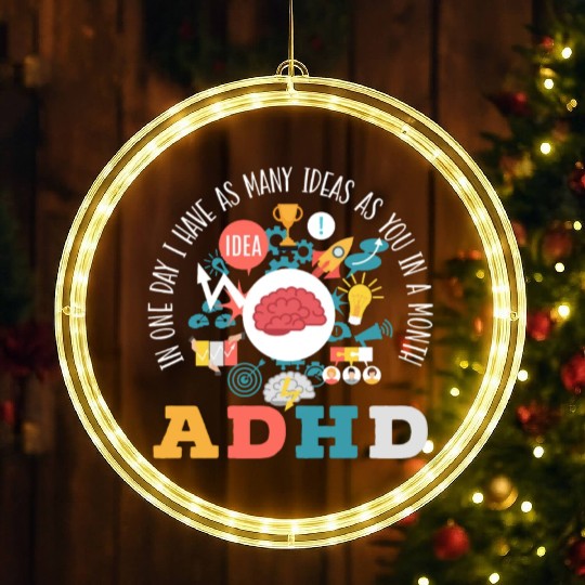 ADHD Warrior Embrace Neurodiversity ADHD Awareness LED Christmas Window Lights