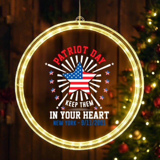 9/11 Patriot Day Keep Them in Your Heart LED Christmas Window Lights