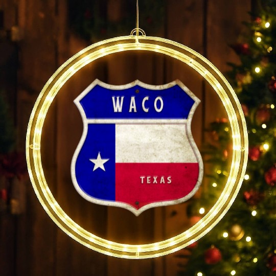 Waco Texas crest flags design LED Christmas Window Lights