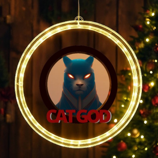 Samurai Cat God LED Christmas Window Lights