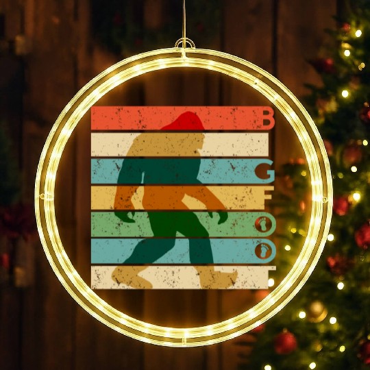 Bigfoot Retro Vintage Sasquatch Yeti Rainbow LED Christmas Window Lights