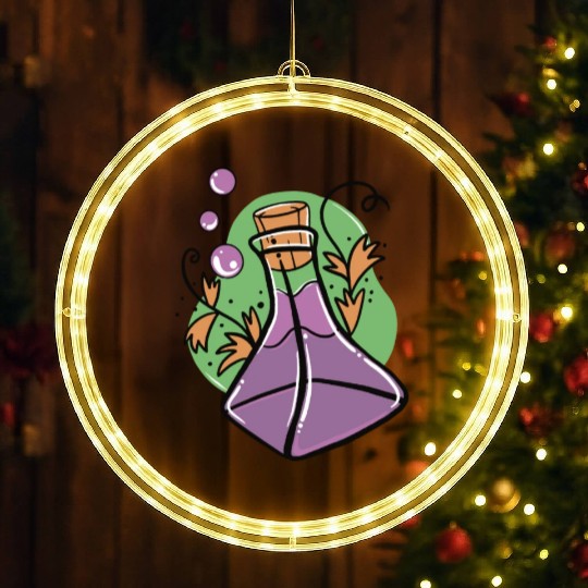A glass of purple poison with Fall leaves LED Christmas Window Lights