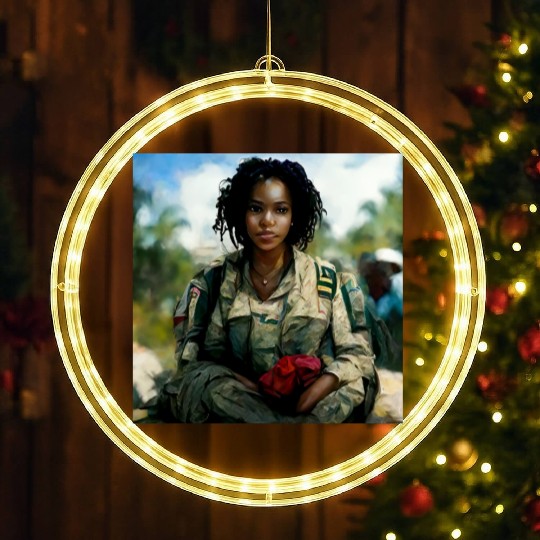 Beautiful US army combat medic painting LED Christmas Window Lights