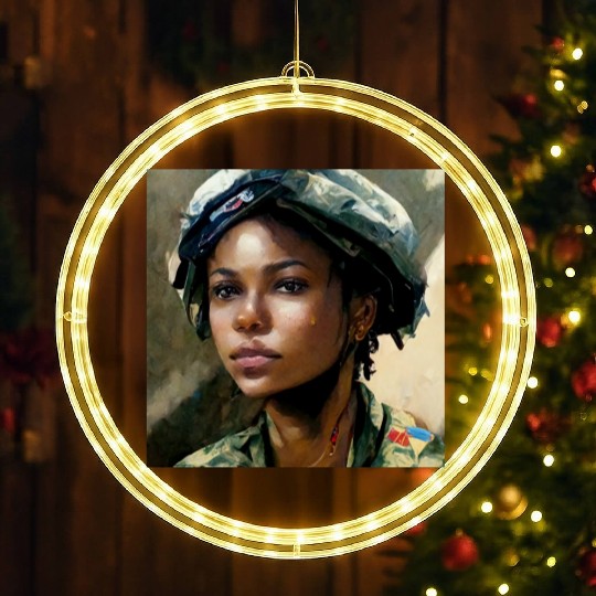 Beautiful US army combat medic painting LED Christmas Window Lights
