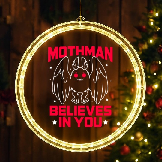 Funny Cryptid Gothic Mothman Believes In You LED Christmas Window Lights