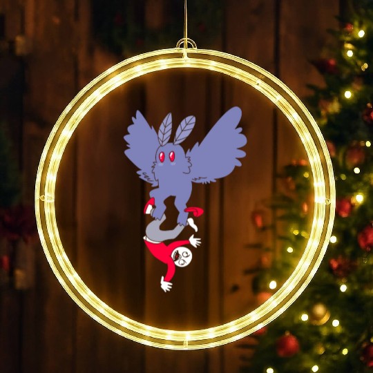 Mothman Abducting Human Goth Cryptid Funny Mothman LED Christmas Window Lights