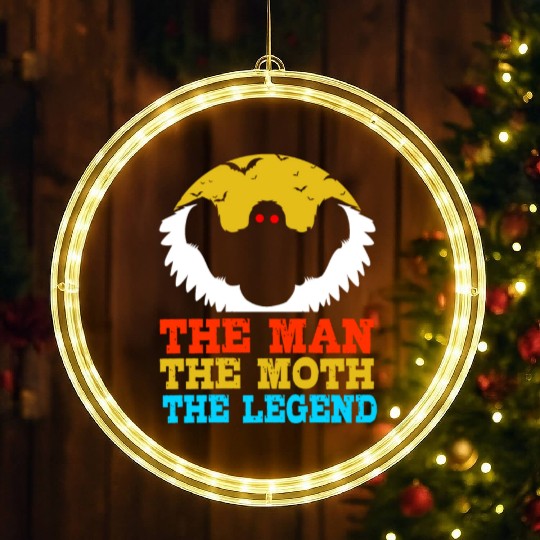 Retro Mothman Cryptid The Man The Moth The Legend LED Christmas Window Lights
