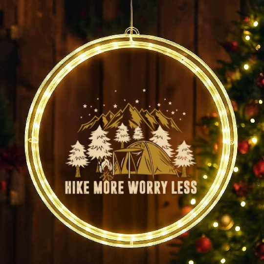 Hike More Worry Less Mountain Hiking Lover LED Christmas Window Lights