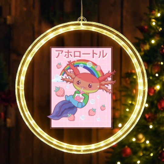 Kawaii Axolotl Strawberry Milk Gay Pride LED Christmas Window Lights