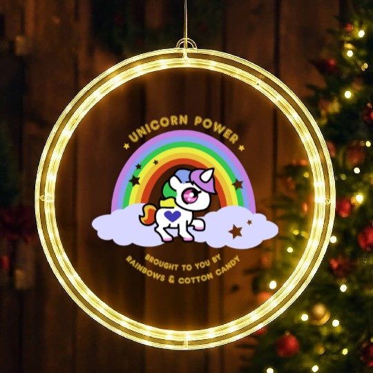 Unicorn Power by Rainbows and Cotton Candy LED Christmas Window Lights
